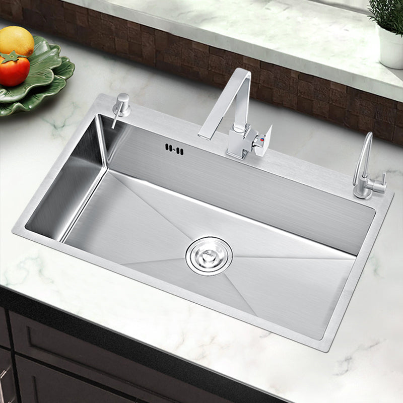 Classic Style Kitchen Sink Stainless Steel Colorfast Kitchen Sink with Drain Strainer Kit Clearhalo 'Home Improvement' 'home_improvement' 'home_improvement_kitchen_sinks' 'Kitchen Remodel & Kitchen Fixtures' 'Kitchen Sinks & Faucet Components' 'Kitchen Sinks' 'kitchen_sinks' 6467960