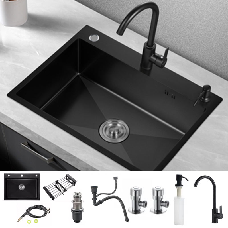 Contemporary Kitchen Sink Colorfast Drop-In Stainless Steel Kitchen Sink Sink with Faucet Round Faucet Clearhalo 'Home Improvement' 'home_improvement' 'home_improvement_kitchen_sinks' 'Kitchen Remodel & Kitchen Fixtures' 'Kitchen Sinks & Faucet Components' 'Kitchen Sinks' 'kitchen_sinks' 6467997