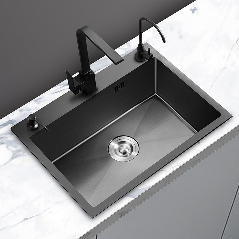 Contemporary Kitchen Sink Colorfast Drop-In Stainless Steel Kitchen Sink Clearhalo 'Home Improvement' 'home_improvement' 'home_improvement_kitchen_sinks' 'Kitchen Remodel & Kitchen Fixtures' 'Kitchen Sinks & Faucet Components' 'Kitchen Sinks' 'kitchen_sinks' 6468001