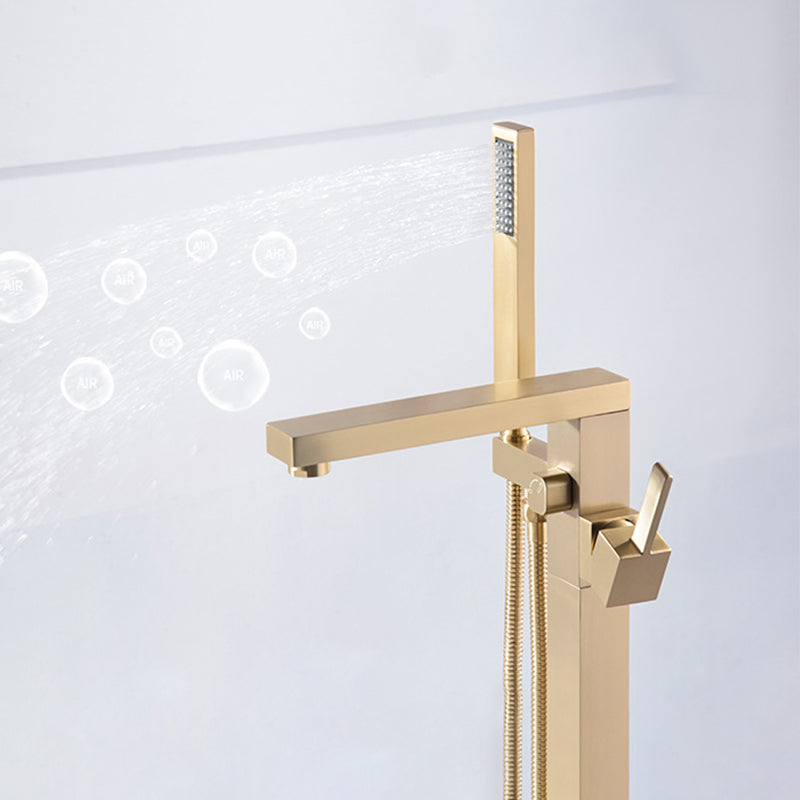 Floor Mounted Metal Freestanding Tub Filler Swivel Freestanding Faucet with Hose Clearhalo 'Bathroom Remodel & Bathroom Fixtures' 'Bathtub Faucets' 'bathtub_faucets' 'Home Improvement' 'home_improvement' 'home_improvement_bathtub_faucets' 6468153