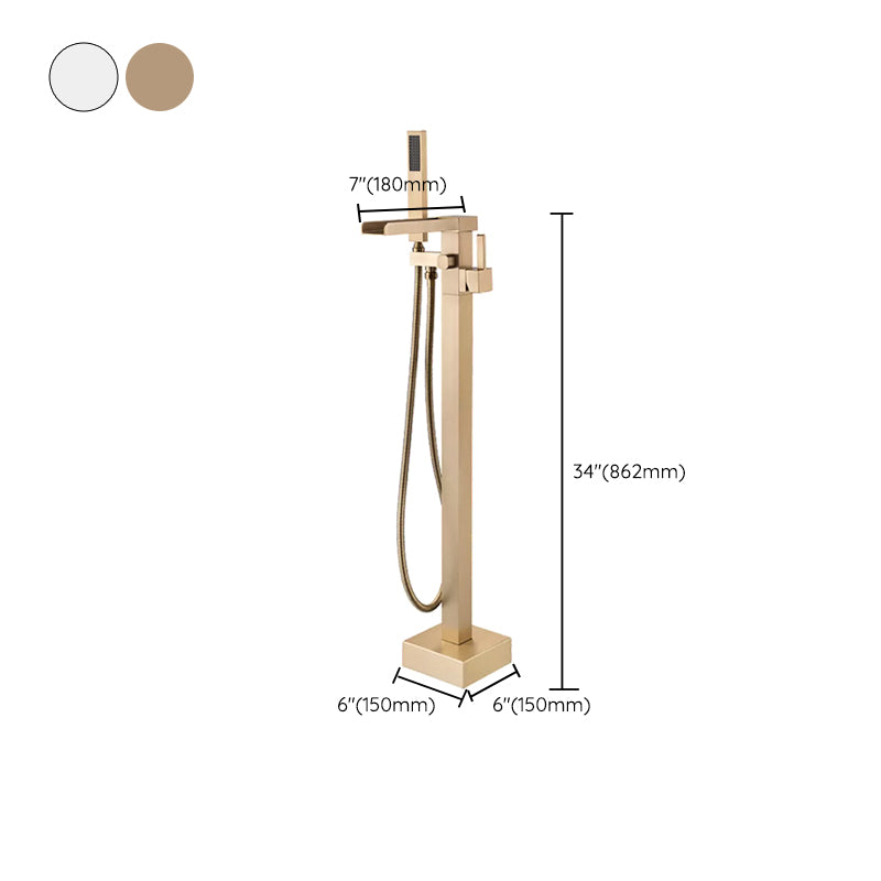 Floor Mounted Metal Freestanding Tub Filler Swivel Freestanding Faucet with Hose Clearhalo 'Bathroom Remodel & Bathroom Fixtures' 'Bathtub Faucets' 'bathtub_faucets' 'Home Improvement' 'home_improvement' 'home_improvement_bathtub_faucets' 6468160