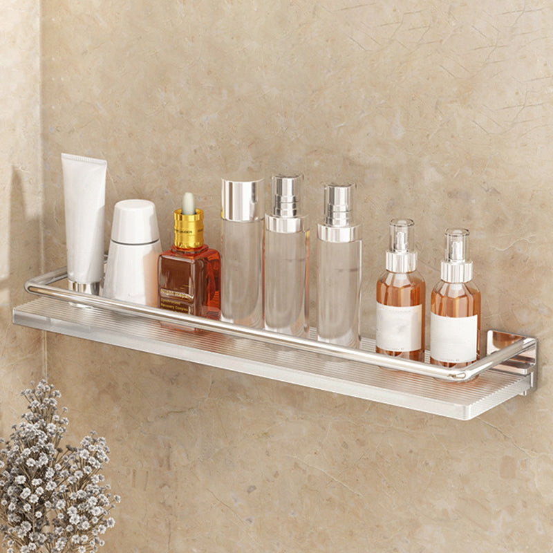 Modern Silver/Gold Bathroom Hardware Set Bath Shelf Bathroom Set Silver Square Bath Shelf (20"L) Clearhalo 'Bathroom Hardware Sets' 'Bathroom Hardware' 'Bathroom Remodel & Bathroom Fixtures' 'bathroom_hardware_sets' 'Home Improvement' 'home_improvement' 'home_improvement_bathroom_hardware_sets' 6468695