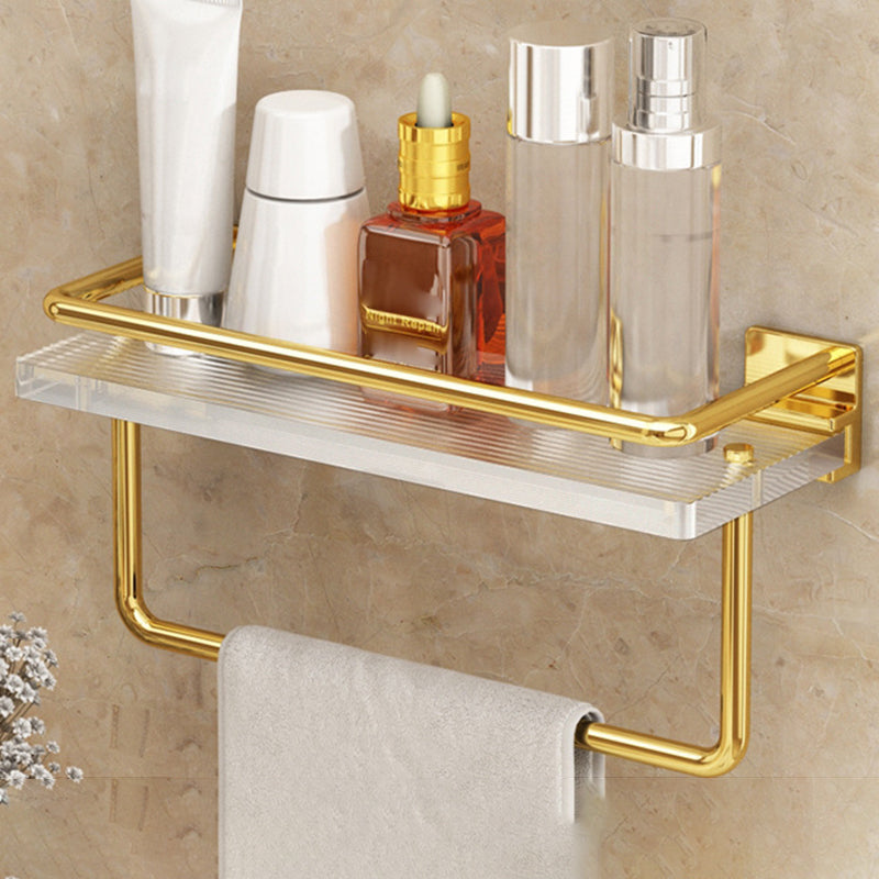 Modern Silver/Gold Bathroom Hardware Set Bath Shelf Bathroom Set Gold with Square Bath Shelf (12"L) Clearhalo 'Bathroom Hardware Sets' 'Bathroom Hardware' 'Bathroom Remodel & Bathroom Fixtures' 'bathroom_hardware_sets' 'Home Improvement' 'home_improvement' 'home_improvement_bathroom_hardware_sets' 6468701