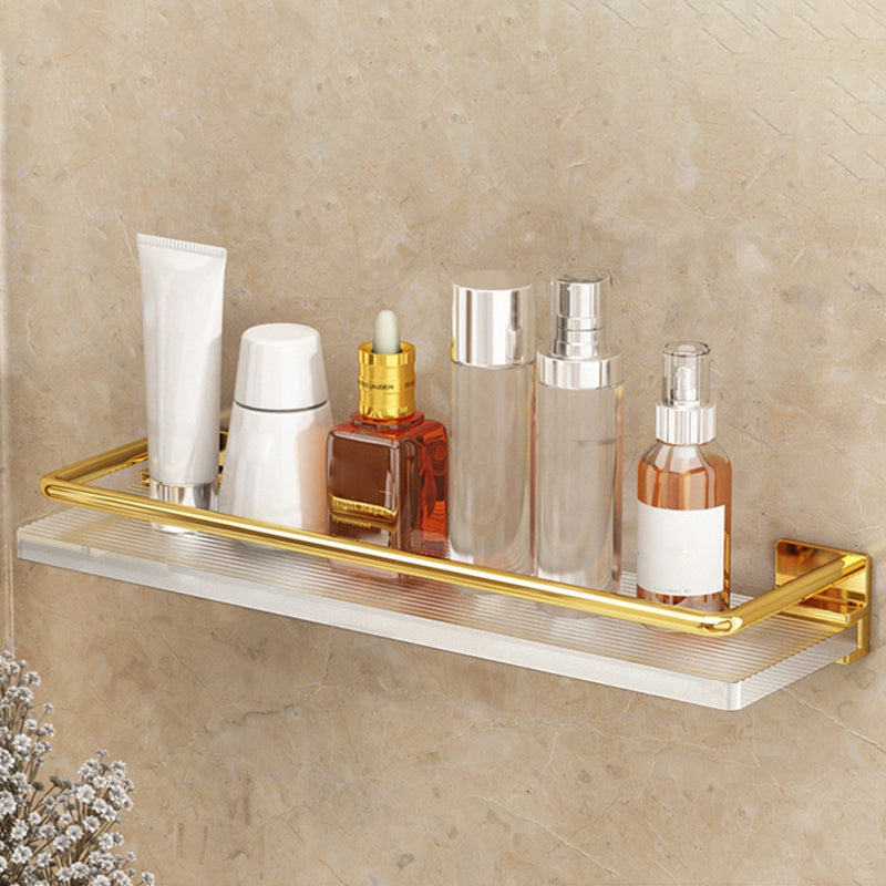 Modern Silver/Gold Bathroom Hardware Set Bath Shelf Bathroom Set Gold Square Bath Shelf (16"L) Clearhalo 'Bathroom Hardware Sets' 'Bathroom Hardware' 'Bathroom Remodel & Bathroom Fixtures' 'bathroom_hardware_sets' 'Home Improvement' 'home_improvement' 'home_improvement_bathroom_hardware_sets' 6468713