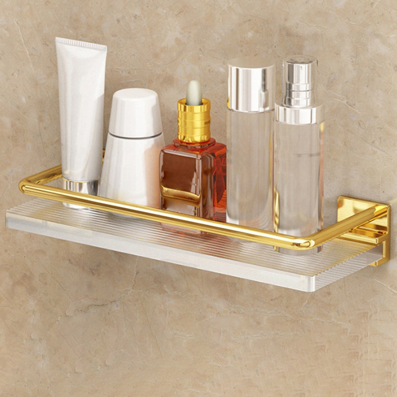 Modern Silver/Gold Bathroom Hardware Set Bath Shelf Bathroom Set Gold Square Bath Shelf (12"L) Clearhalo 'Bathroom Hardware Sets' 'Bathroom Hardware' 'Bathroom Remodel & Bathroom Fixtures' 'bathroom_hardware_sets' 'Home Improvement' 'home_improvement' 'home_improvement_bathroom_hardware_sets' 6468715