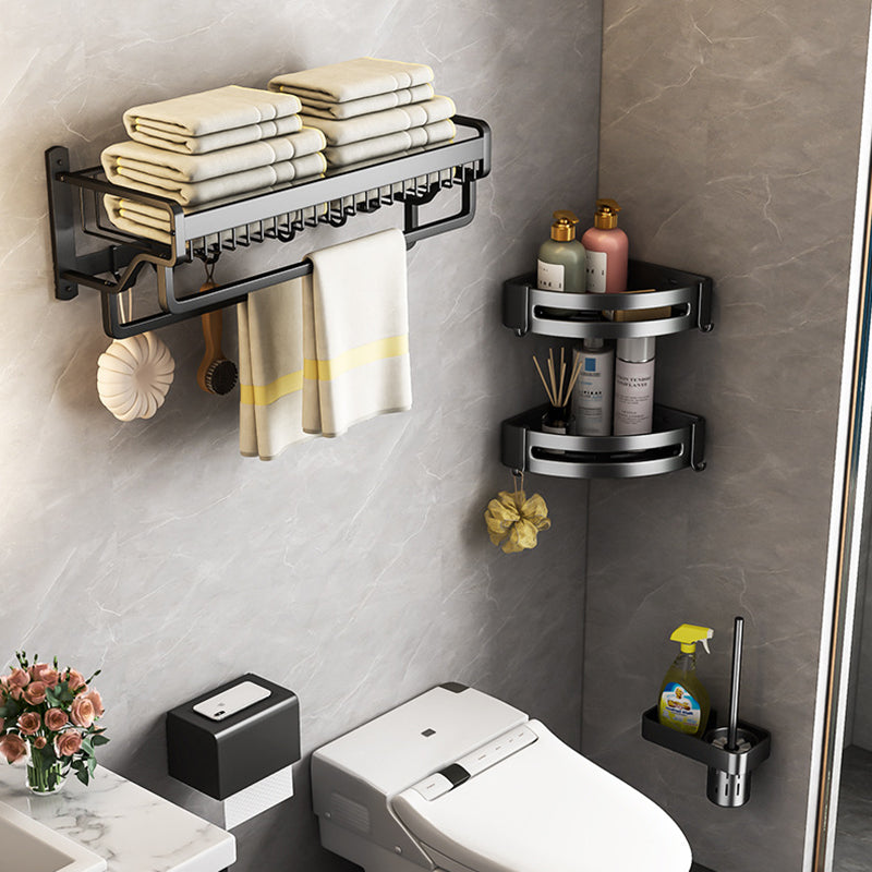 Modern Black Metal Bath Hardware Set Towel Bar Bathroom Hardware Set Clearhalo 'Bathroom Hardware Sets' 'Bathroom Hardware' 'Bathroom Remodel & Bathroom Fixtures' 'bathroom_hardware_sets' 'Home Improvement' 'home_improvement' 'home_improvement_bathroom_hardware_sets' 6468746