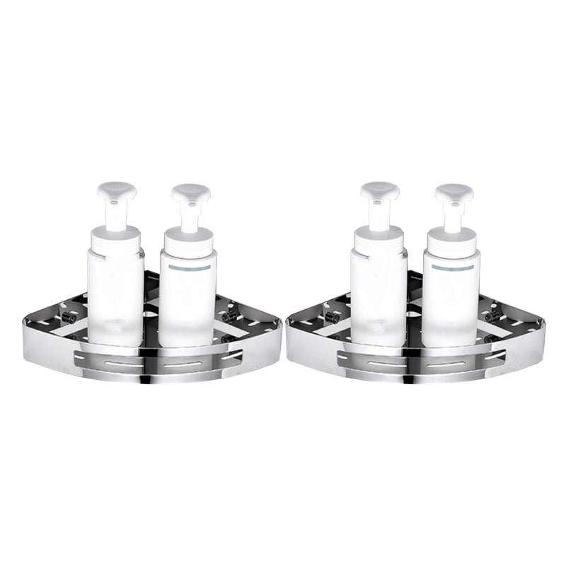 Modern Bathroom Hardware Set Silver Bath Shelf Bath Hardware Set 11"L x 8"W x 2"H 2 Piece Set Triangle Clearhalo 'Bathroom Hardware Sets' 'Bathroom Hardware' 'Bathroom Remodel & Bathroom Fixtures' 'bathroom_hardware_sets' 'Home Improvement' 'home_improvement' 'home_improvement_bathroom_hardware_sets' 6468766