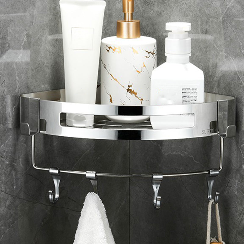 Modern Bathroom Hardware Set Silver Bath Shelf Bath Hardware Set 12"L x 8"W x 6"H 1 Piece Triangle Clearhalo 'Bathroom Hardware Sets' 'Bathroom Hardware' 'Bathroom Remodel & Bathroom Fixtures' 'bathroom_hardware_sets' 'Home Improvement' 'home_improvement' 'home_improvement_bathroom_hardware_sets' 6468769