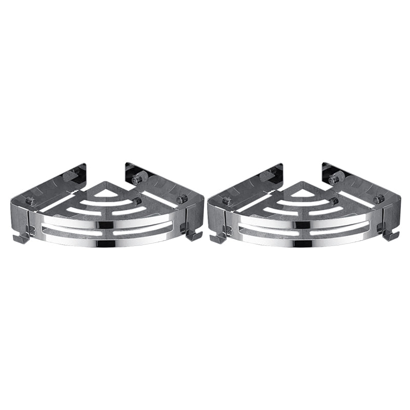 Modern Bathroom Hardware Set Silver Bath Shelf Bath Hardware Set 12"L x 8"W x 2"H 2 Piece Set Triangle Clearhalo 'Bathroom Hardware Sets' 'Bathroom Hardware' 'Bathroom Remodel & Bathroom Fixtures' 'bathroom_hardware_sets' 'Home Improvement' 'home_improvement' 'home_improvement_bathroom_hardware_sets' 6468775