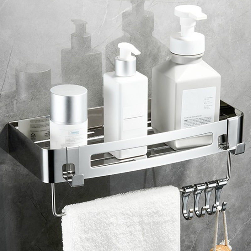 Modern Bathroom Hardware Set Silver Bath Shelf Bath Hardware Set 12"L x 5"W x 6"H 1 Piece Rectangle Clearhalo 'Bathroom Hardware Sets' 'Bathroom Hardware' 'Bathroom Remodel & Bathroom Fixtures' 'bathroom_hardware_sets' 'Home Improvement' 'home_improvement' 'home_improvement_bathroom_hardware_sets' 6468780