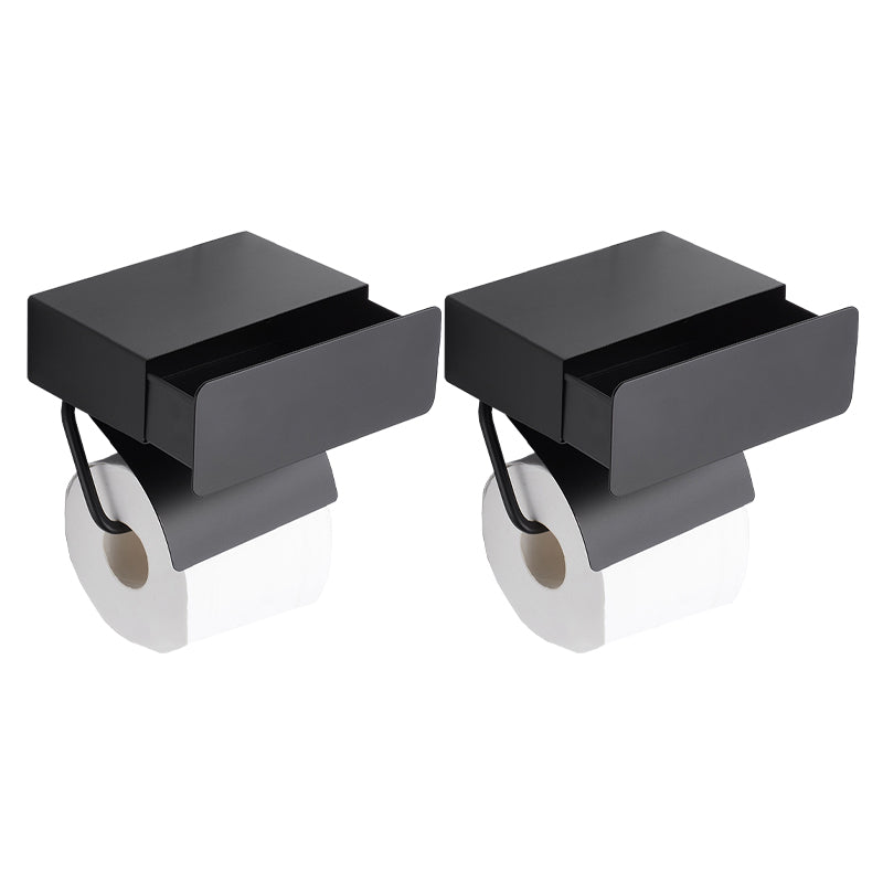 2 Piece Stainless Steel Classic Bathroom Accessory Set Black & Chrome Paper Holder Matte Black 2 Piece Set Clearhalo 'Bathroom Hardware Sets' 'Bathroom Hardware' 'Bathroom Remodel & Bathroom Fixtures' 'bathroom_hardware_sets' 'Home Improvement' 'home_improvement' 'home_improvement_bathroom_hardware_sets' 6468813