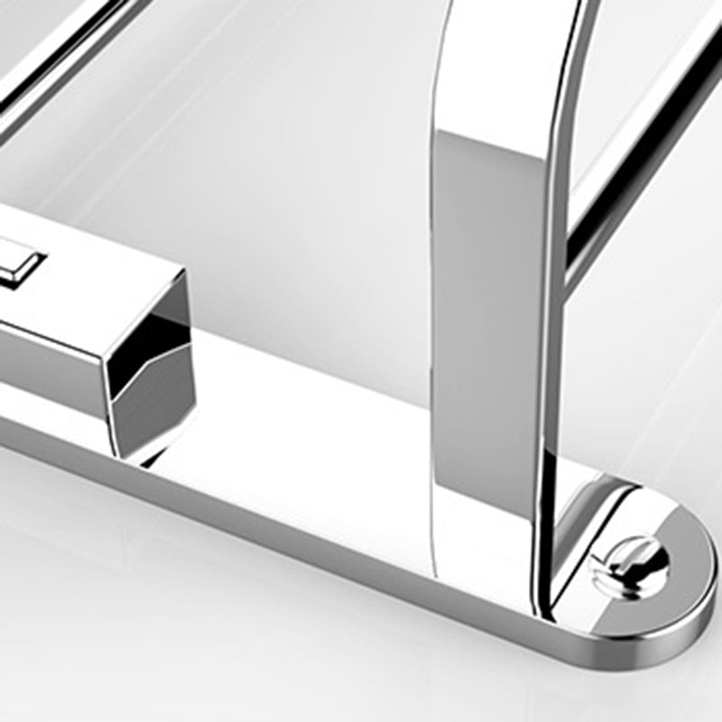 Chrome Modern Bathroom Hardware Set Stainless Steel Robe Hooks/Towel Bar & Bath Shelf Clearhalo 'Bathroom Hardware Sets' 'Bathroom Hardware' 'Bathroom Remodel & Bathroom Fixtures' 'bathroom_hardware_sets' 'Home Improvement' 'home_improvement' 'home_improvement_bathroom_hardware_sets' 6468834