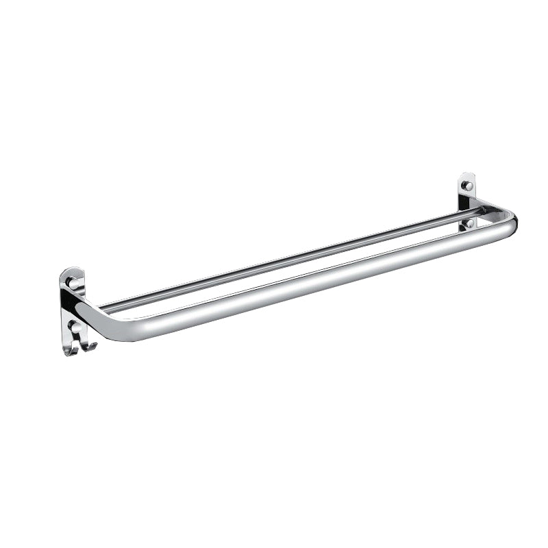 Chrome Modern Bathroom Hardware Set Stainless Steel Robe Hooks/Towel Bar & Bath Shelf Clearhalo 'Bathroom Hardware Sets' 'Bathroom Hardware' 'Bathroom Remodel & Bathroom Fixtures' 'bathroom_hardware_sets' 'Home Improvement' 'home_improvement' 'home_improvement_bathroom_hardware_sets' 6468845