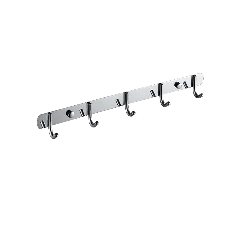 Chrome Modern Bathroom Hardware Set Stainless Steel Robe Hooks/Towel Bar & Bath Shelf Clearhalo 'Bathroom Hardware Sets' 'Bathroom Hardware' 'Bathroom Remodel & Bathroom Fixtures' 'bathroom_hardware_sets' 'Home Improvement' 'home_improvement' 'home_improvement_bathroom_hardware_sets' 6468847