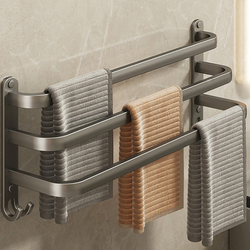 2-Piece Modern Bath Hardware Set in Aluminum Matte Gray Towel Bar 16" 1 Piece 3 Towel Rails Included Clearhalo 'Bathroom Hardware Sets' 'Bathroom Hardware' 'Bathroom Remodel & Bathroom Fixtures' 'bathroom_hardware_sets' 'Home Improvement' 'home_improvement' 'home_improvement_bathroom_hardware_sets' 6468885