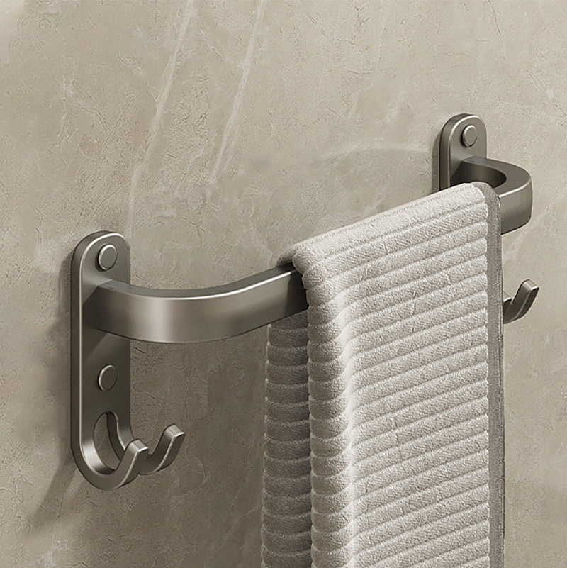 2-Piece Modern Bath Hardware Set in Aluminum Matte Gray Towel Bar 12" 1 Piece 1 Towel Rail Included Clearhalo 'Bathroom Hardware Sets' 'Bathroom Hardware' 'Bathroom Remodel & Bathroom Fixtures' 'bathroom_hardware_sets' 'Home Improvement' 'home_improvement' 'home_improvement_bathroom_hardware_sets' 6468904