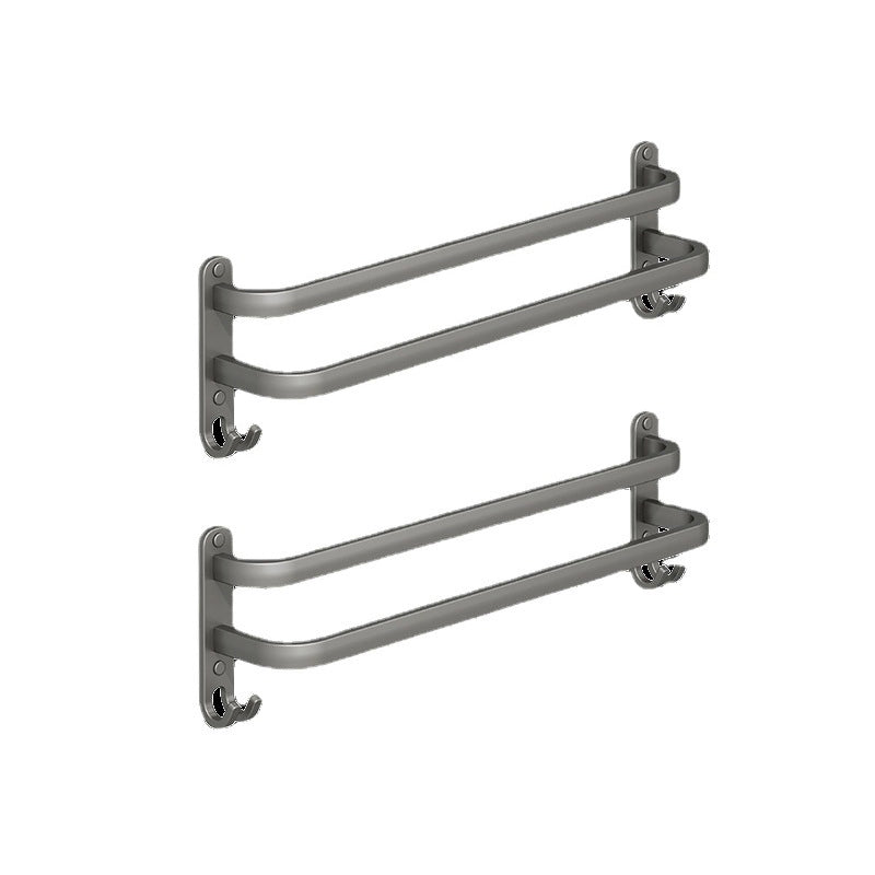 2-Piece Modern Bath Hardware Set in Aluminum Matte Gray Towel Bar 2 Piece Set 2 Towel Rails Included Clearhalo 'Bathroom Hardware Sets' 'Bathroom Hardware' 'Bathroom Remodel & Bathroom Fixtures' 'bathroom_hardware_sets' 'Home Improvement' 'home_improvement' 'home_improvement_bathroom_hardware_sets' 6468912