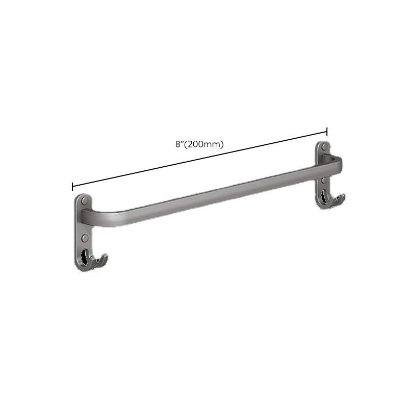 2-Piece Modern Bath Hardware Set in Aluminum Matte Gray Towel Bar Clearhalo 'Bathroom Hardware Sets' 'Bathroom Hardware' 'Bathroom Remodel & Bathroom Fixtures' 'bathroom_hardware_sets' 'Home Improvement' 'home_improvement' 'home_improvement_bathroom_hardware_sets' 6468914