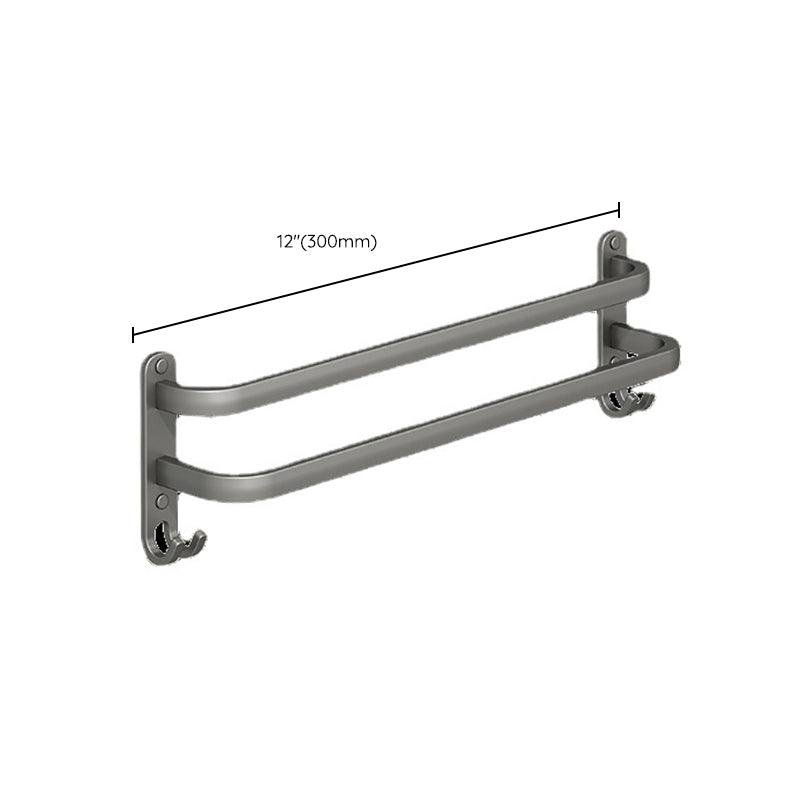 2-Piece Modern Bath Hardware Set in Aluminum Matte Gray Towel Bar Clearhalo 'Bathroom Hardware Sets' 'Bathroom Hardware' 'Bathroom Remodel & Bathroom Fixtures' 'bathroom_hardware_sets' 'Home Improvement' 'home_improvement' 'home_improvement_bathroom_hardware_sets' 6468916