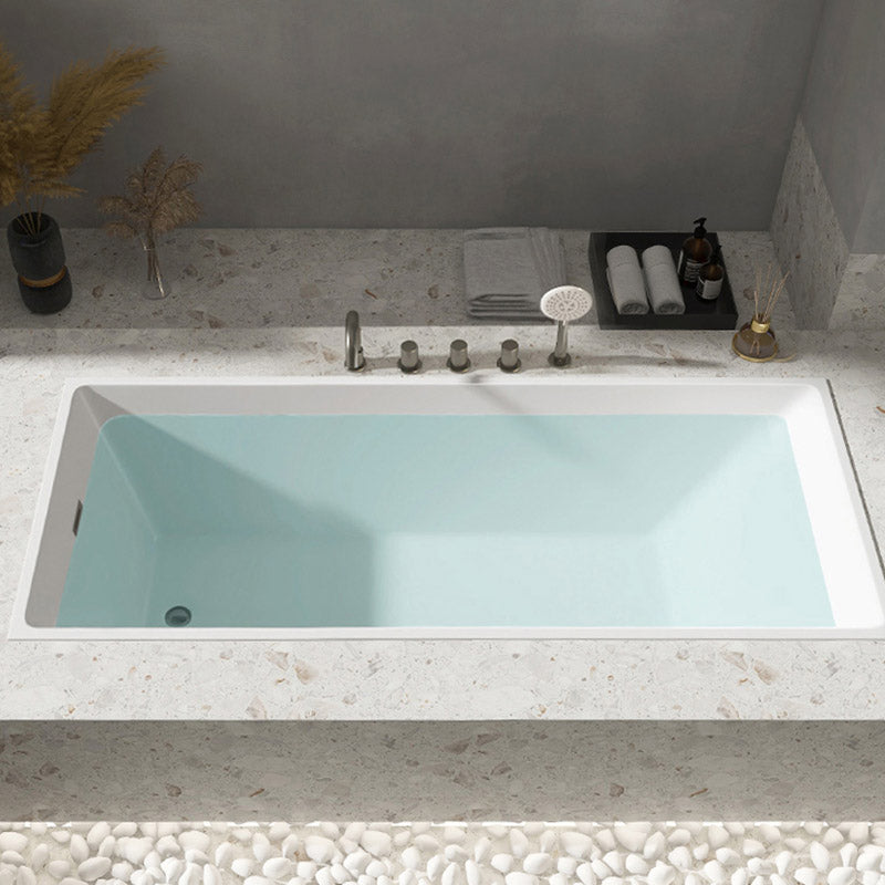 Modern Acrylic Embedded Bathtub Rectangle with Drain Bath Tub and Overflow Hole White 55"L x 28"W x 23"H Tub with Gray 5-Piece Set Clearhalo 'Bathroom Remodel & Bathroom Fixtures' 'Bathtubs' 'Home Improvement' 'home_improvement' 'home_improvement_bathtubs' 'Showers & Bathtubs' 6482924