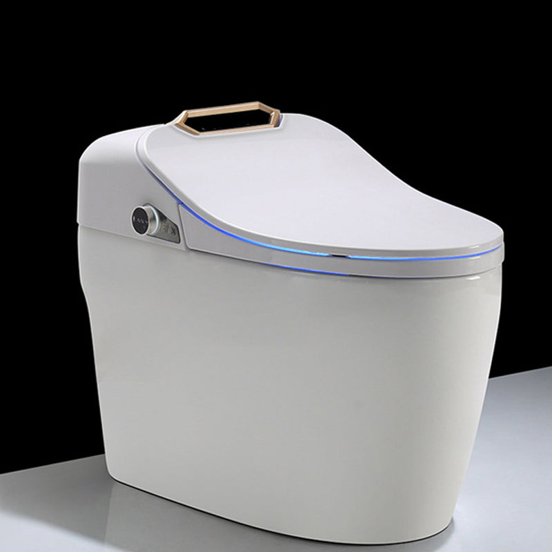 Modern Round-Front One Piece Toilet White Heated Seat Toilet with Seat Gold 12" Clearhalo 'Bathroom Remodel & Bathroom Fixtures' 'Home Improvement' 'home_improvement' 'home_improvement_toilets' 'Toilets & Bidets' 'Toilets' 6483237