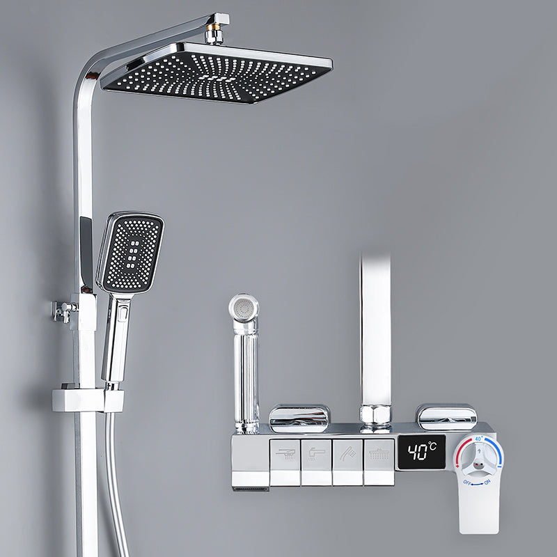 Modern Pressure Balanced Diverter Valve Shower Faucet Adjustable Shower System Silver Thermostatic Digital Display Included Clearhalo 'Bathroom Remodel & Bathroom Fixtures' 'Home Improvement' 'home_improvement' 'home_improvement_shower_faucets' 'Shower Faucets & Systems' 'shower_faucets' 'Showers & Bathtubs Plumbing' 'Showers & Bathtubs' 6484416