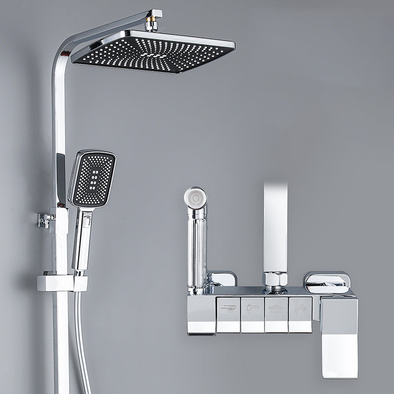 Modern Pressure Balanced Diverter Valve Shower Faucet Adjustable Shower System Silver Temperature Control Digital Display Not Included Clearhalo 'Bathroom Remodel & Bathroom Fixtures' 'Home Improvement' 'home_improvement' 'home_improvement_shower_faucets' 'Shower Faucets & Systems' 'shower_faucets' 'Showers & Bathtubs Plumbing' 'Showers & Bathtubs' 6484420