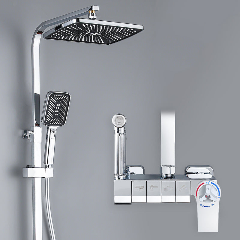 Modern Pressure Balanced Diverter Valve Shower Faucet Adjustable Shower System Silver Thermostatic Digital Display Not Included Clearhalo 'Bathroom Remodel & Bathroom Fixtures' 'Home Improvement' 'home_improvement' 'home_improvement_shower_faucets' 'Shower Faucets & Systems' 'shower_faucets' 'Showers & Bathtubs Plumbing' 'Showers & Bathtubs' 6484422