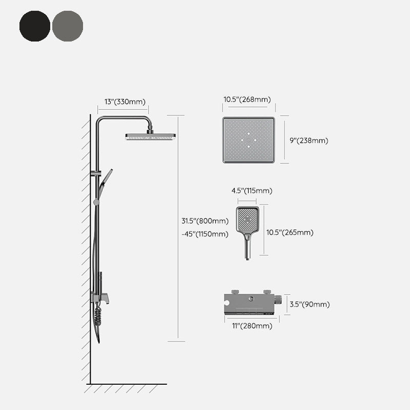 Contemporary Shower Set Slide Bar Dual Shower Head Thermostatic Wall Mounted Shower System Clearhalo 'Bathroom Remodel & Bathroom Fixtures' 'Home Improvement' 'home_improvement' 'home_improvement_shower_faucets' 'Shower Faucets & Systems' 'shower_faucets' 'Showers & Bathtubs Plumbing' 'Showers & Bathtubs' 6484537