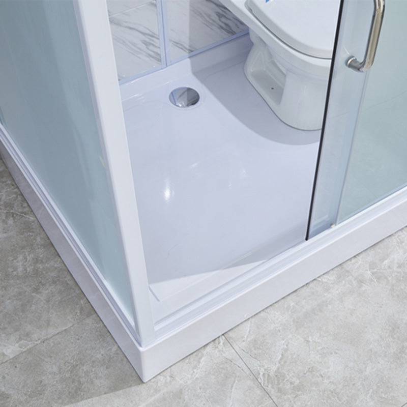 Rectangular Frosted Glass Shower Enclosure Single Sliding Framed Shower Enclosure Clearhalo 'Bathroom Remodel & Bathroom Fixtures' 'Home Improvement' 'home_improvement' 'home_improvement_shower_stalls_enclosures' 'Shower Stalls & Enclosures' 'shower_stalls_enclosures' 'Showers & Bathtubs' 6484682