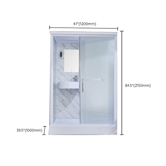 Rectangular Frosted Glass Shower Enclosure Single Sliding Framed Shower Enclosure Clearhalo 'Bathroom Remodel & Bathroom Fixtures' 'Home Improvement' 'home_improvement' 'home_improvement_shower_stalls_enclosures' 'Shower Stalls & Enclosures' 'shower_stalls_enclosures' 'Showers & Bathtubs' 6484686