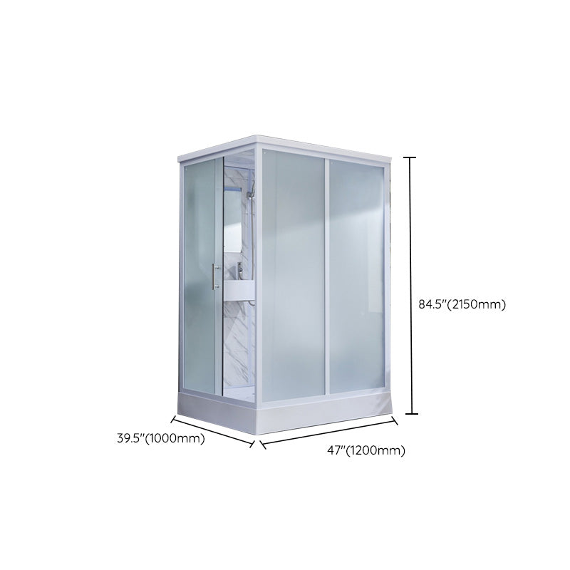 Rectangular Frosted Glass Shower Enclosure Single Sliding Framed Shower Enclosure Clearhalo 'Bathroom Remodel & Bathroom Fixtures' 'Home Improvement' 'home_improvement' 'home_improvement_shower_stalls_enclosures' 'Shower Stalls & Enclosures' 'shower_stalls_enclosures' 'Showers & Bathtubs' 6484687