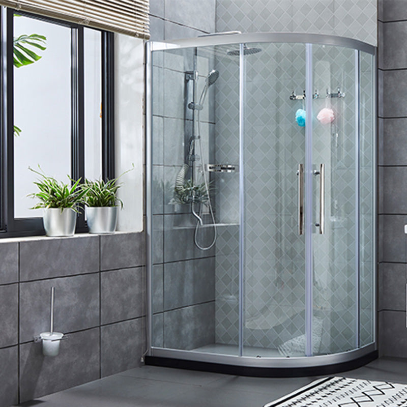 Framed Tempered Glass Shower Enclosure with Pedestal Half-Framed Shower Enclosure Clearhalo 'Bathroom Remodel & Bathroom Fixtures' 'Home Improvement' 'home_improvement' 'home_improvement_shower_stalls_enclosures' 'Shower Stalls & Enclosures' 'shower_stalls_enclosures' 'Showers & Bathtubs' 6484694