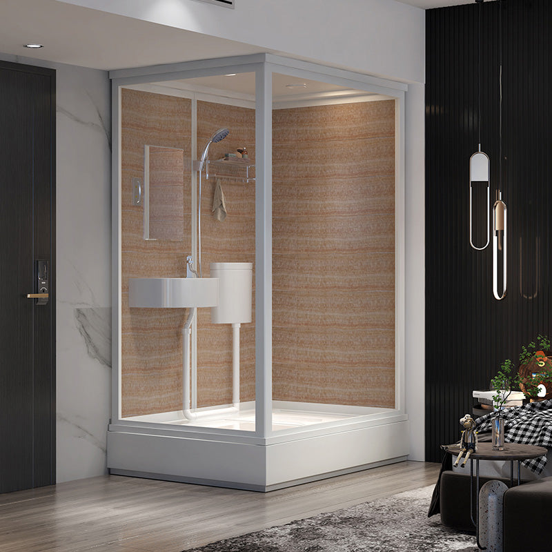 Sliding Rectangular Shower Enclosure Framed Shower Enclosure with Tempered Glass Clearhalo 'Bathroom Remodel & Bathroom Fixtures' 'Home Improvement' 'home_improvement' 'home_improvement_shower_stalls_enclosures' 'Shower Stalls & Enclosures' 'shower_stalls_enclosures' 'Showers & Bathtubs' 6484715