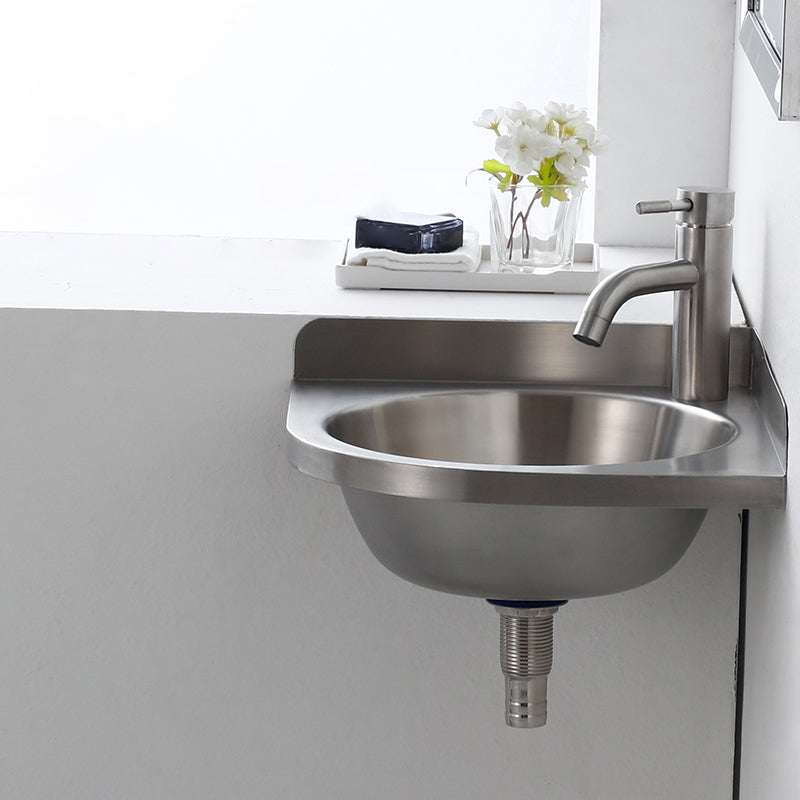 Modern Wall Mount Bathroom Sink Metal Wall Mount Bathroom Sink With Basin Clearhalo 'Bathroom Remodel & Bathroom Fixtures' 'Bathroom Sinks & Faucet Components' 'Bathroom Sinks' 'bathroom_sink' 'Home Improvement' 'home_improvement' 'home_improvement_bathroom_sink' 6485172