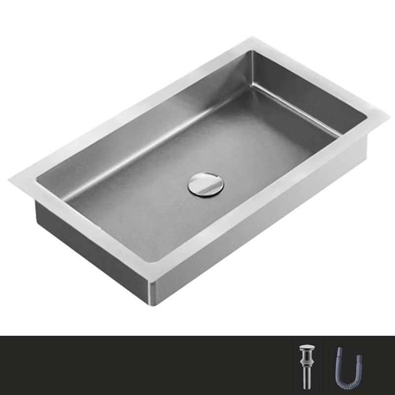 Metal Rectangular Bathroom Sink Modern Undermount Bathroom Sink Silver None Sink Clearhalo 'Bathroom Remodel & Bathroom Fixtures' 'Bathroom Sinks & Faucet Components' 'Bathroom Sinks' 'bathroom_sink' 'Home Improvement' 'home_improvement' 'home_improvement_bathroom_sink' 6485349