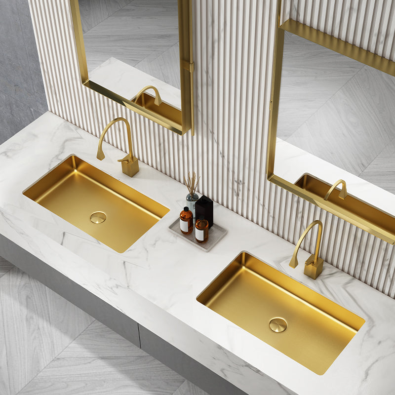 Metal Rectangular Bathroom Sink Modern Undermount Bathroom Sink Clearhalo 'Bathroom Remodel & Bathroom Fixtures' 'Bathroom Sinks & Faucet Components' 'Bathroom Sinks' 'bathroom_sink' 'Home Improvement' 'home_improvement' 'home_improvement_bathroom_sink' 6485350