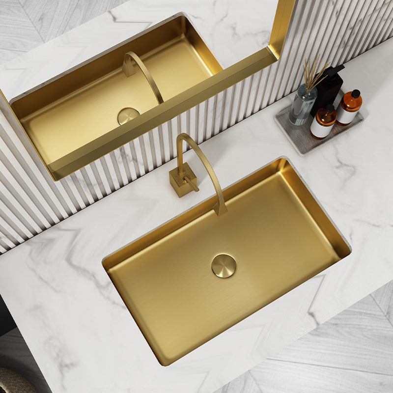 Metal Rectangular Bathroom Sink Modern Undermount Bathroom Sink Clearhalo 'Bathroom Remodel & Bathroom Fixtures' 'Bathroom Sinks & Faucet Components' 'Bathroom Sinks' 'bathroom_sink' 'Home Improvement' 'home_improvement' 'home_improvement_bathroom_sink' 6485352