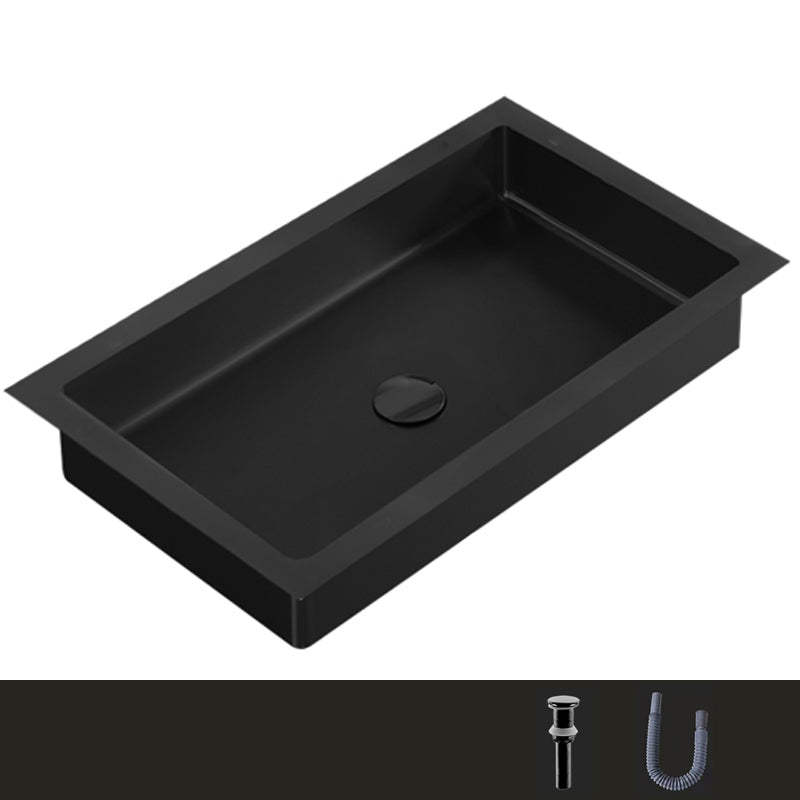 Metal Rectangular Bathroom Sink Modern Undermount Bathroom Sink Black None Sink Clearhalo 'Bathroom Remodel & Bathroom Fixtures' 'Bathroom Sinks & Faucet Components' 'Bathroom Sinks' 'bathroom_sink' 'Home Improvement' 'home_improvement' 'home_improvement_bathroom_sink' 6485356