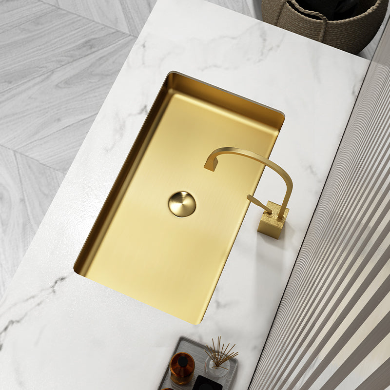 Metal Rectangular Bathroom Sink Modern Undermount Bathroom Sink Clearhalo 'Bathroom Remodel & Bathroom Fixtures' 'Bathroom Sinks & Faucet Components' 'Bathroom Sinks' 'bathroom_sink' 'Home Improvement' 'home_improvement' 'home_improvement_bathroom_sink' 6485365