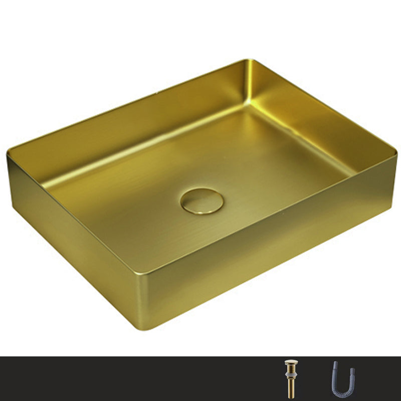 Metal Rectangular Bathroom Sink Modern Bathroom Sink with Faucet Bronze None Sink Clearhalo 'Bathroom Remodel & Bathroom Fixtures' 'Bathroom Sinks & Faucet Components' 'Bathroom Sinks' 'bathroom_sink' 'Home Improvement' 'home_improvement' 'home_improvement_bathroom_sink' 6485392