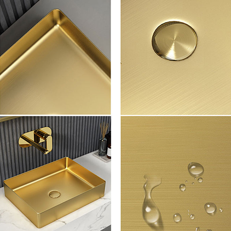 Metal Rectangular Bathroom Sink Modern Bathroom Sink with Faucet Clearhalo 'Bathroom Remodel & Bathroom Fixtures' 'Bathroom Sinks & Faucet Components' 'Bathroom Sinks' 'bathroom_sink' 'Home Improvement' 'home_improvement' 'home_improvement_bathroom_sink' 6485395