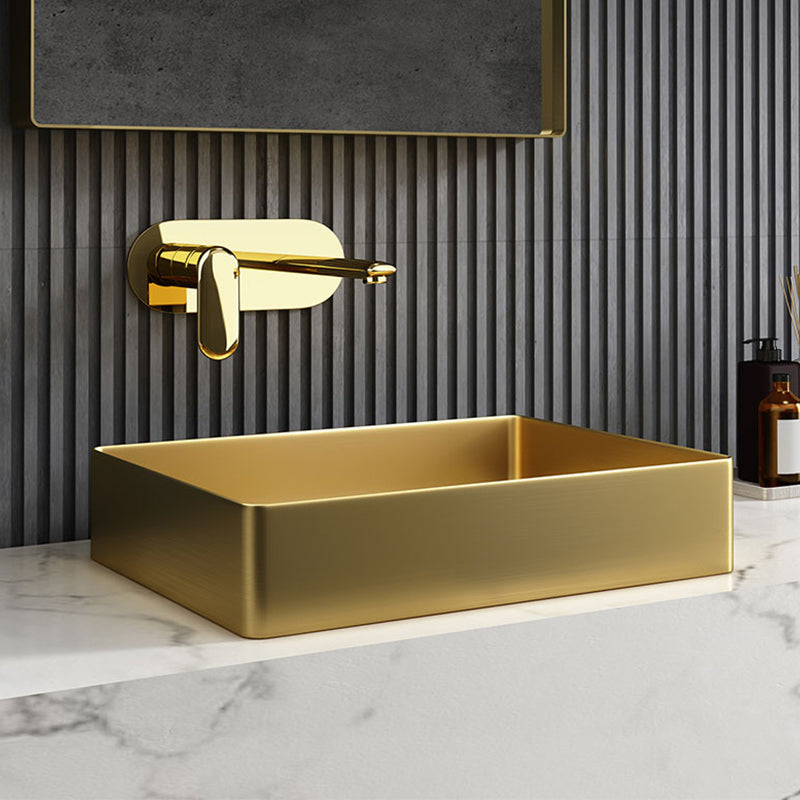 Metal Rectangular Bathroom Sink Modern Bathroom Sink with Faucet Clearhalo 'Bathroom Remodel & Bathroom Fixtures' 'Bathroom Sinks & Faucet Components' 'Bathroom Sinks' 'bathroom_sink' 'Home Improvement' 'home_improvement' 'home_improvement_bathroom_sink' 6485400