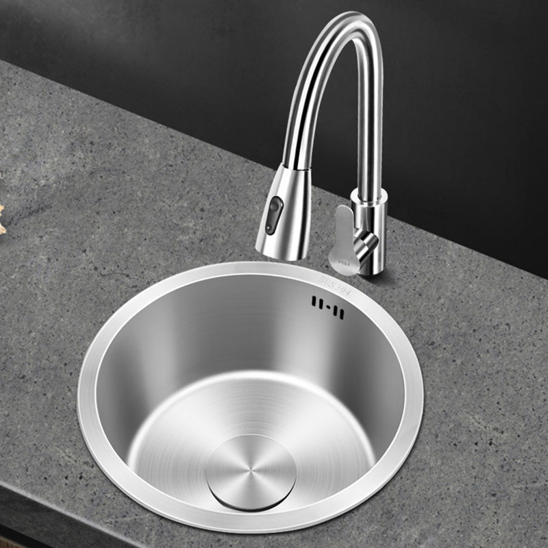 Contemporary Style Kitchen Sink Stainless Steel Round Kitchen Sink Clearhalo 'Home Improvement' 'home_improvement' 'home_improvement_kitchen_sinks' 'Kitchen Remodel & Kitchen Fixtures' 'Kitchen Sinks & Faucet Components' 'Kitchen Sinks' 'kitchen_sinks' 6485535