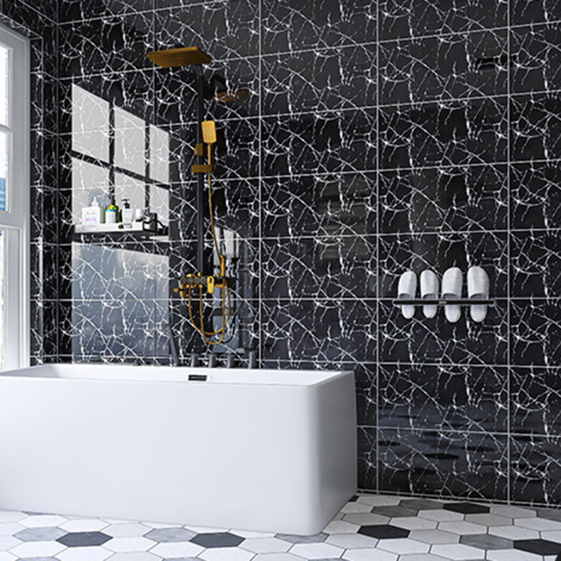 Modern Rectangular Peel and Stick Backsplash Tile PVC Wallpaper Black Clearhalo 'Flooring 'Home Improvement' 'home_improvement' 'home_improvement_peel_stick_blacksplash' 'Peel & Stick Backsplash Tile' 'peel_stick_blacksplash' 'Walls & Ceilings' Walls and Ceiling' 6485616