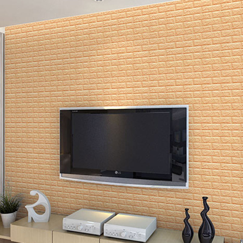 Modern Wall Tile PVC 3D Embossed Self-Adhesive Waterproof Indoor Wall Panel Light Yellow Clearhalo 'Flooring 'Home Improvement' 'home_improvement' 'home_improvement_wall_paneling' 'Wall Paneling' 'wall_paneling' 'Walls & Ceilings' Walls and Ceiling' 6485689