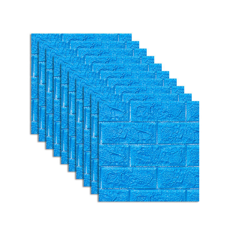 Modern Wall Tile PVC 3D Embossed Self-Adhesive Waterproof Indoor Wall Panel Sky Blue 30-Piece Set Clearhalo 'Flooring 'Home Improvement' 'home_improvement' 'home_improvement_wall_paneling' 'Wall Paneling' 'wall_paneling' 'Walls & Ceilings' Walls and Ceiling' 6485698