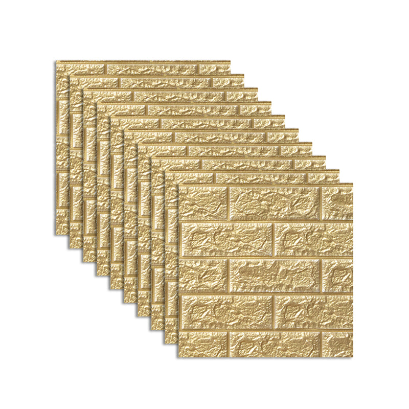 Modern Wall Tile PVC 3D Embossed Self-Adhesive Waterproof Indoor Wall Panel Gold Clearhalo 'Flooring 'Home Improvement' 'home_improvement' 'home_improvement_wall_paneling' 'Wall Paneling' 'wall_paneling' 'Walls & Ceilings' Walls and Ceiling' 6485699