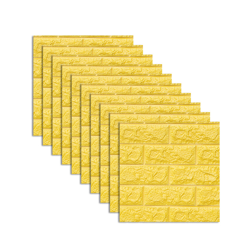 Modern Wall Tile PVC 3D Embossed Self-Adhesive Waterproof Indoor Wall Panel Lemon Yellow Clearhalo 'Flooring 'Home Improvement' 'home_improvement' 'home_improvement_wall_paneling' 'Wall Paneling' 'wall_paneling' 'Walls & Ceilings' Walls and Ceiling' 6485707