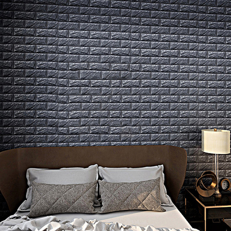 Modern Wall Tile PVC 3D Embossed Self-Adhesive Waterproof Indoor Wall Panel Black 30-Piece Set Clearhalo 'Flooring 'Home Improvement' 'home_improvement' 'home_improvement_wall_paneling' 'Wall Paneling' 'wall_paneling' 'Walls & Ceilings' Walls and Ceiling' 6485716